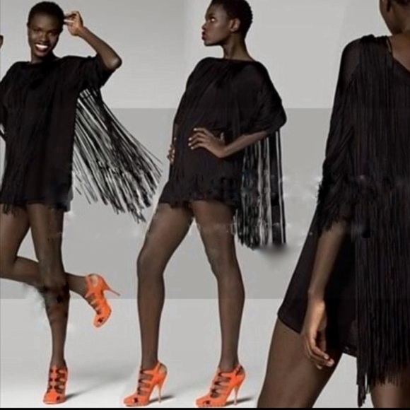 3.1 Phillip Lim Fringed Boatneck Tunic Mini Dress in Black - Picture 1 of 12